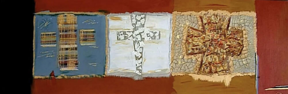 0015 Abstract Crosses to Bear 40x16" giclée on canvas Brenda Breck Art | Original Art painted on Canvas and Giclées | 0015 Abstract Crosses to Bear 40x16" giclée on canvas