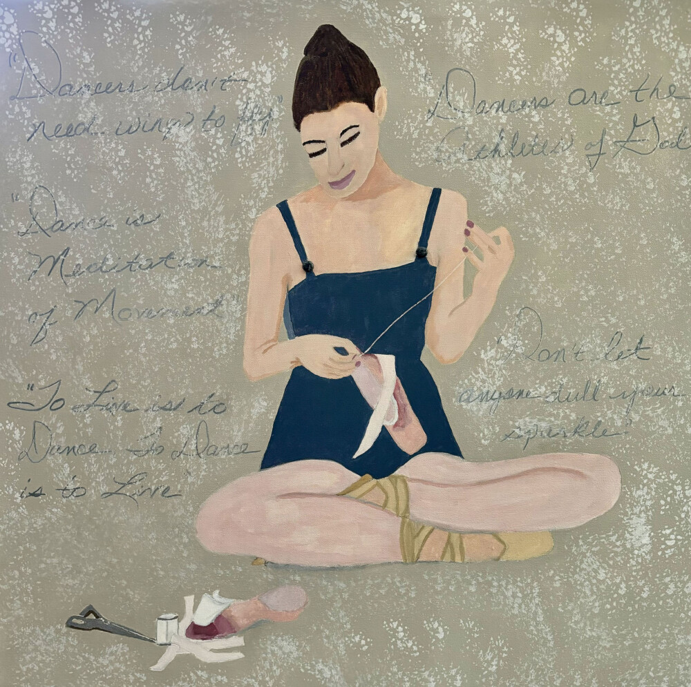 0017 Ballerina and Slipper 36x36” original acrylic on canvas Brenda Breck Art | Original Art painted on Canvas and Giclées | 0017 Ballerina and Slipper 36x36” original acrylic on canvas