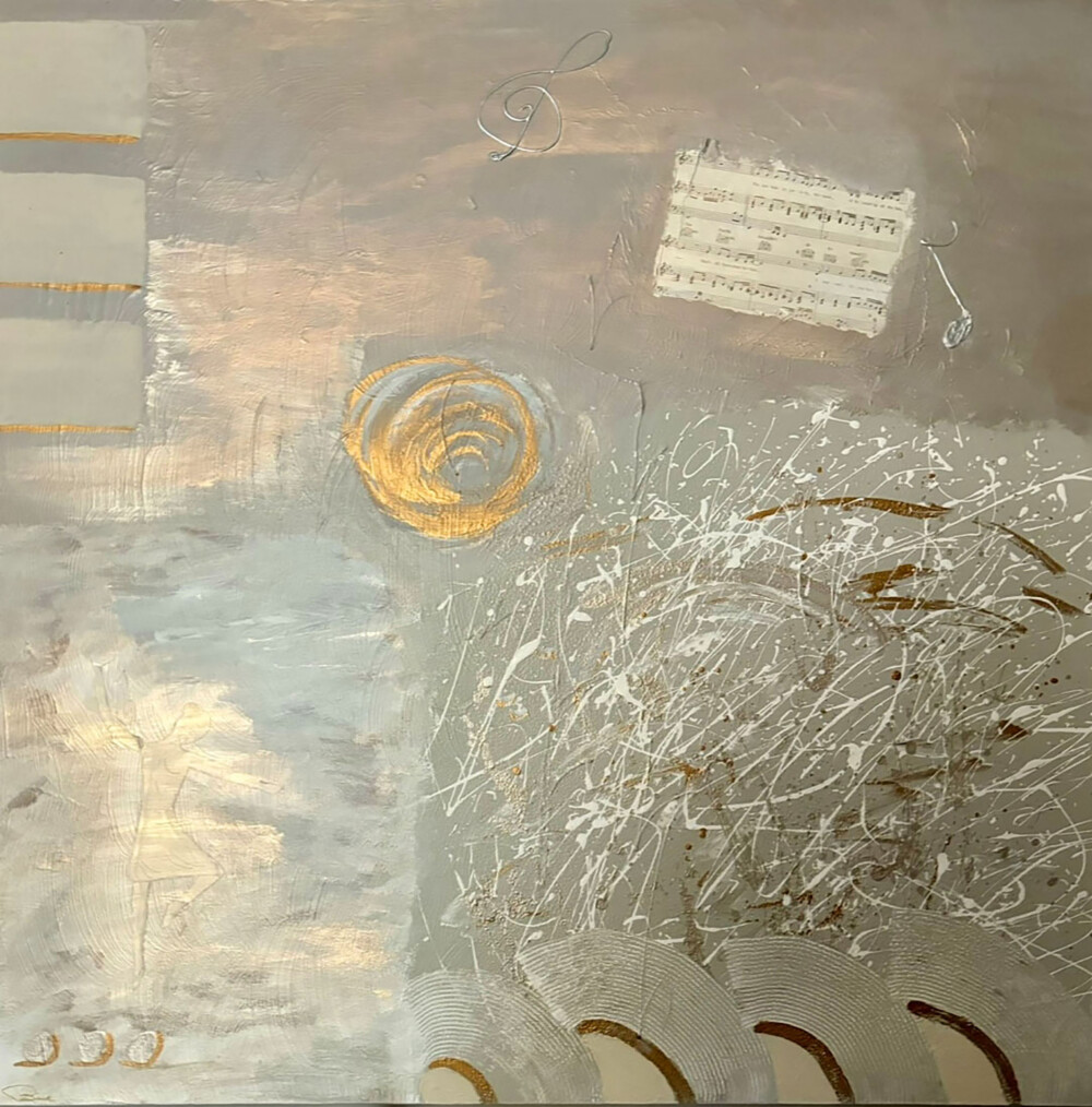 0019 Abstract Metallic Dancing 30x30" giclée on canvas Brenda Breck Art | Original Art painted on Canvas and Giclées | 0019 Abstract Metallic Dancing 30x30" giclée on canvas