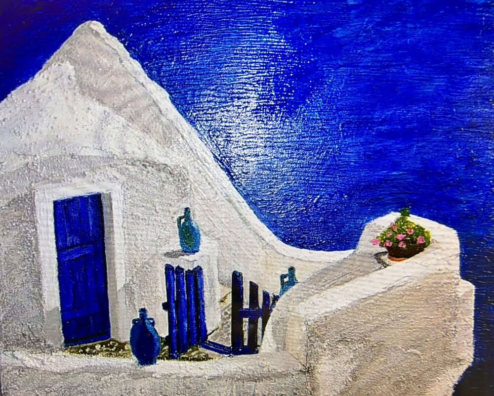 0022 Santorini, Greece II 18x14” giclée on canvas Brenda Breck Art | Original Art painted on Canvas and Giclées | 0022 Santorini, Greece II 18x14” giclée on canvas