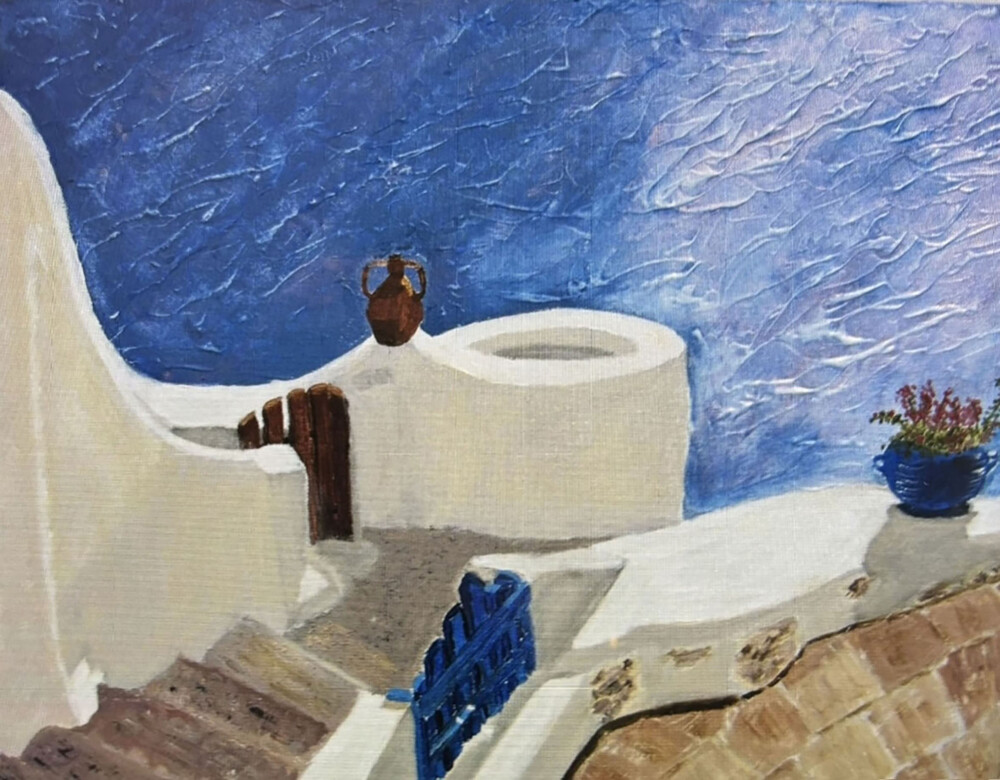 0025 Santorini, Greece III 18x14” giclee on canvas Brenda Breck Art | Original Art painted on Canvas and Giclées | 0025 Santorini, Greece III 18x14” giclee on canvas