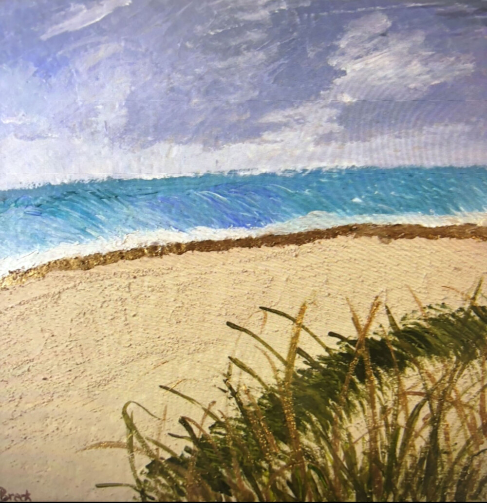 0031 Sea Oats on the Beach 12x12" giclée on canvas Brenda Breck Art | Original Art painted on Canvas and Giclées | 0031 Sea Oats on the Beach 12x12" giclée on canvas