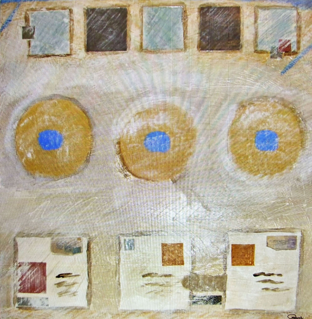 0034 Abstract Postcards from the Edge 30x30" mixed media giclée on canvas Brenda Breck Art | Original Art painted on Canvas and Giclées | 0034 Abstract Postcards from the Edge 30x30" mixed media giclée on canvas