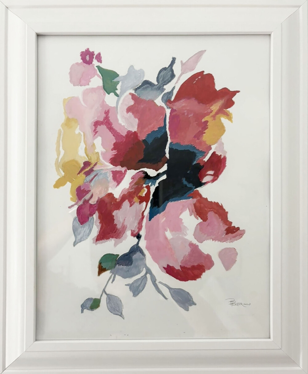 0048 Abstract Peony 19.5x15.5” original acrylic on canvas framed Brenda Breck Art | Original Art painted on Canvas and Giclées | 0048 Abstract Peony 19.5x15.5” original acrylic on canvas framed