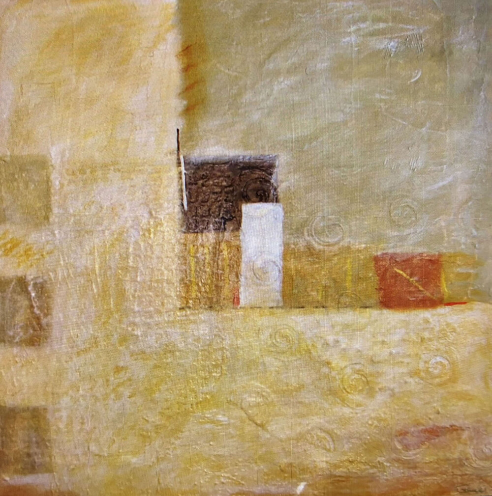 0049 Abstract Geometric Adobe Window Sill 30x30" giclée on canvas Brenda Breck Art | Original Art painted on Canvas and Giclées | 0049 Abstract Geometric Adobe Window Sill 30x30" giclée on canvas