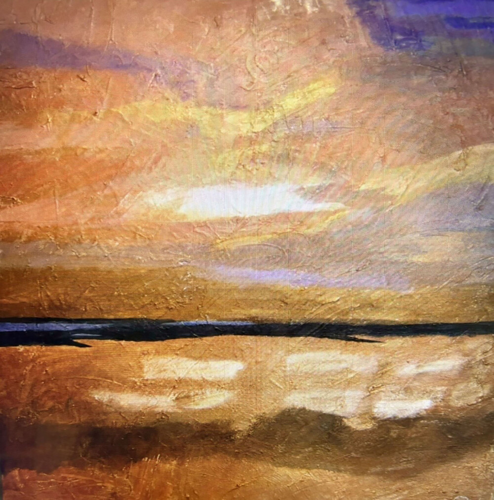 0052 Abstract Sunset on the Sand 30x30" giclée on canvas Brenda Breck Art | Original Art painted on Canvas and Giclées | 0052 Abstract Sunset on the Sand 30x30" giclée on canvas