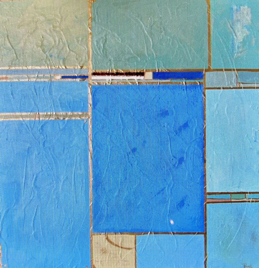 0053 Mondrian-Inspired Blue Window Panes 30x30" giclée on canvas Brenda Breck Art | Original Art painted on Canvas and Giclées | 0053 Mondrian-Inspired Blue Window Panes 30x30" giclée on canvas