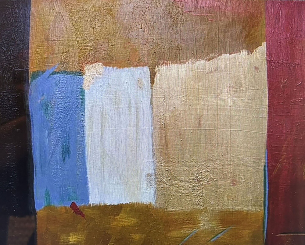 0056 Abstract Geometric Tri-tone Canvas Painting 24x36" giclée on canvas Brenda Breck Art | Original Art painted on Canvas and Giclées | 0056 Abstract Geometric Tri-tone Canvas Painting 24x36" giclée on canvas