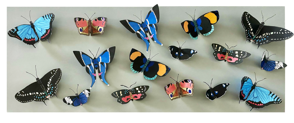 0100 God's Confetti Butterflies 3D 16x40" layered original acrylic on canvas indidually drawn painted butterflies Brenda Breck Art | Original 3D Art | 0100 God's Confetti Butterflies 3D 16x40" layered original acrylic on canvas indidually drawn painted butterflies