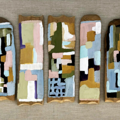 01200 Colorful Horizons Spirit Prayer Sticks mounted on linen canvas Brenda Breck Art | Original 3D Art | 01200 Colorful Horizons Spirit Prayer Sticks mounted on linen canvas