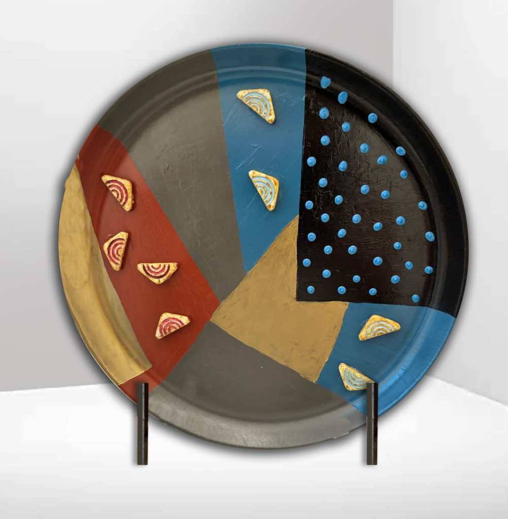 02000 Color Explosion I Medium Ceramic Plate 10" mixed media Brenda Breck Art | Original 3D Art | 02000 Color Explosion I Medium Ceramic Plate 10" mixed media