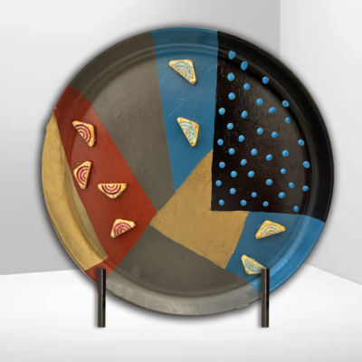 02000 Color Explosion I Medium Ceramic Plate 10" mixed media Brenda Breck Art | Original 3D Art | 02000 Color Explosion I Medium Ceramic Plate 10" mixed media