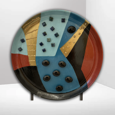 02100 Color Explosion II Medium Ceramic Plate 10" mixed media Brenda Breck Art | Original 3D Art | 02100 Color Explosion II Medium Ceramic Plate 10" mixed media