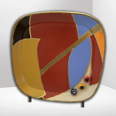 02200 Colorful Celebration Medium Ceramic Plate 10" mixed media Brenda Breck Art | Original 3D Art | 02200 Colorful Celebration Medium Ceramic Plate 10" mixed media