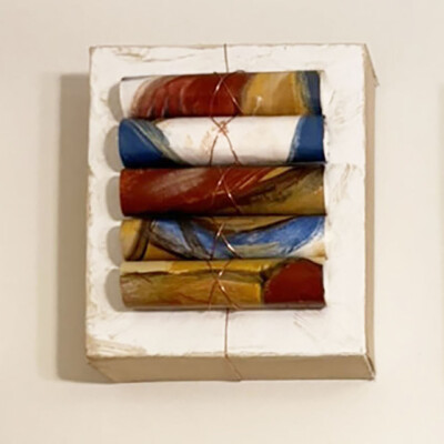 0800 Rolled Vibrant Abstract Art (3) 8x8” mounted Brenda Breck Art | Original 3D Art | 0800 Rolled Vibrant Abstract Art (3) 8x8” mounted