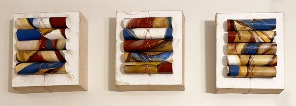 0800 Rolled Vibrant Abstract Art (3) 8x8” mounted Brenda Breck Art | Original 3D Art | 0800 Rolled Vibrant Abstract Art (3) 8x8” mounted