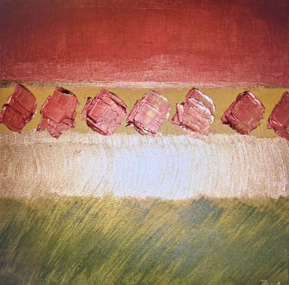 0010 Abstract Lawn with Flowers 12x12" giclée on canvas Brenda Breck Art | Original Art painted on Canvas and Giclées | 0010 Abstract Lawn with Flowers 12x12" giclée on canvas