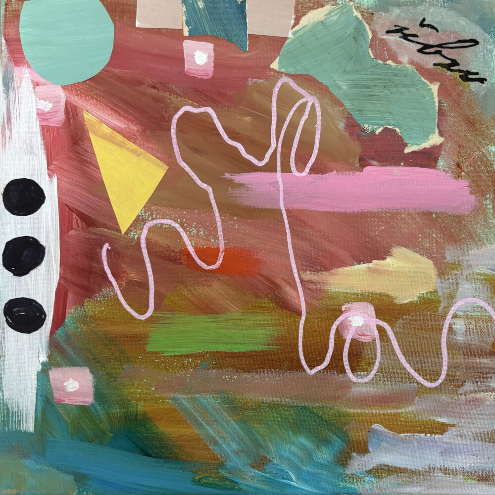 0065 Dance to Life Abstract 13x13" mixed media acrylic on canvas original framed BRENDA BRECK ART | 0065 Dance to Life Abstract 13x13" mixed media acrylic on canvas original framed