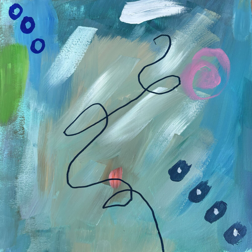 0068 Imagine Abstract 13x13" mixed media acrylic on canvas original framed BRENDA BRECK ART | 0068 Imagine Abstract 13x13" mixed media acrylic on canvas original framed