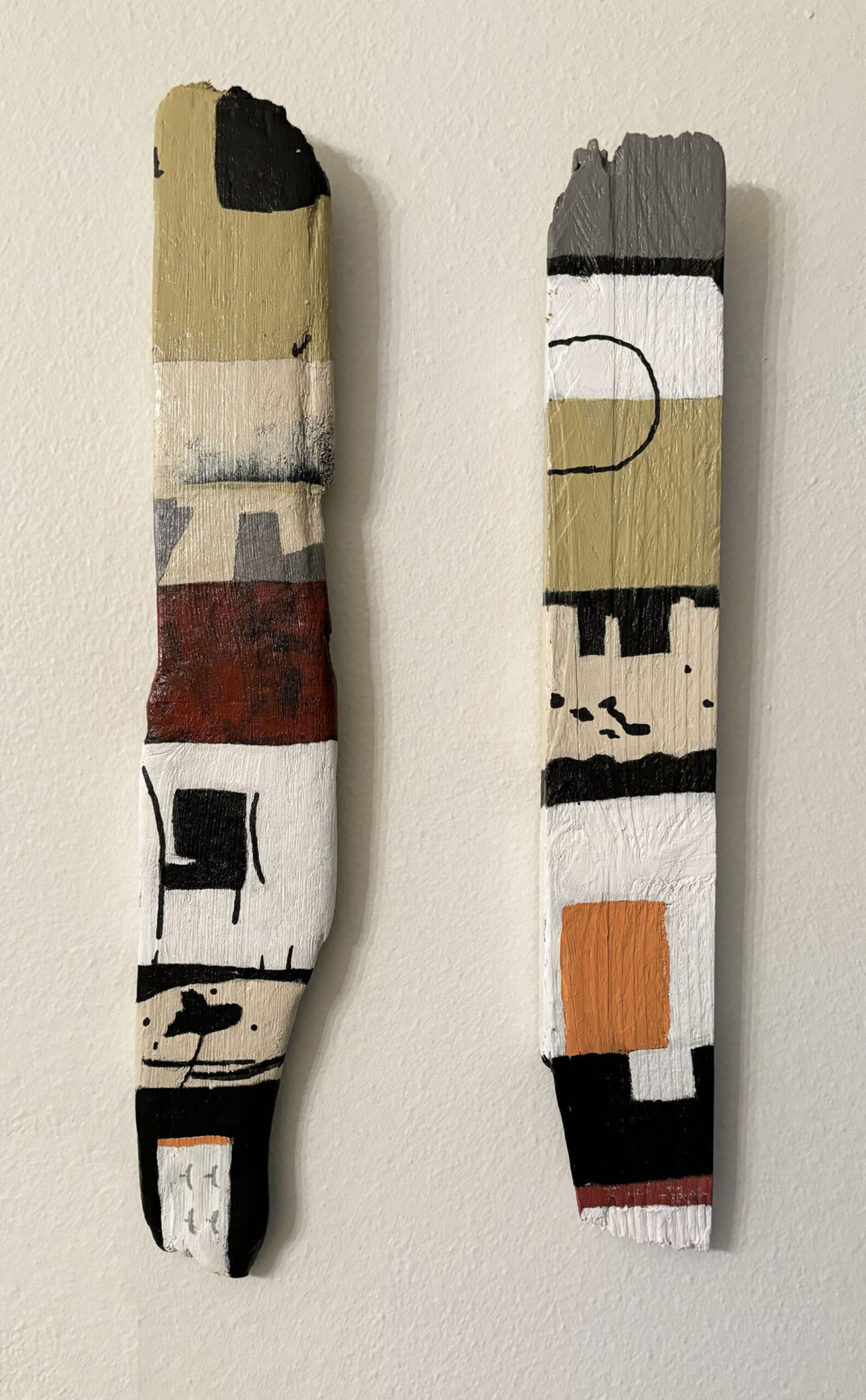 02700 Spirit Prayer Sticks in earth tones with orange accent mixed media Brena Breck Art | 02700 Spirit Prayer Sticks in earth tones with orange accent mixed media