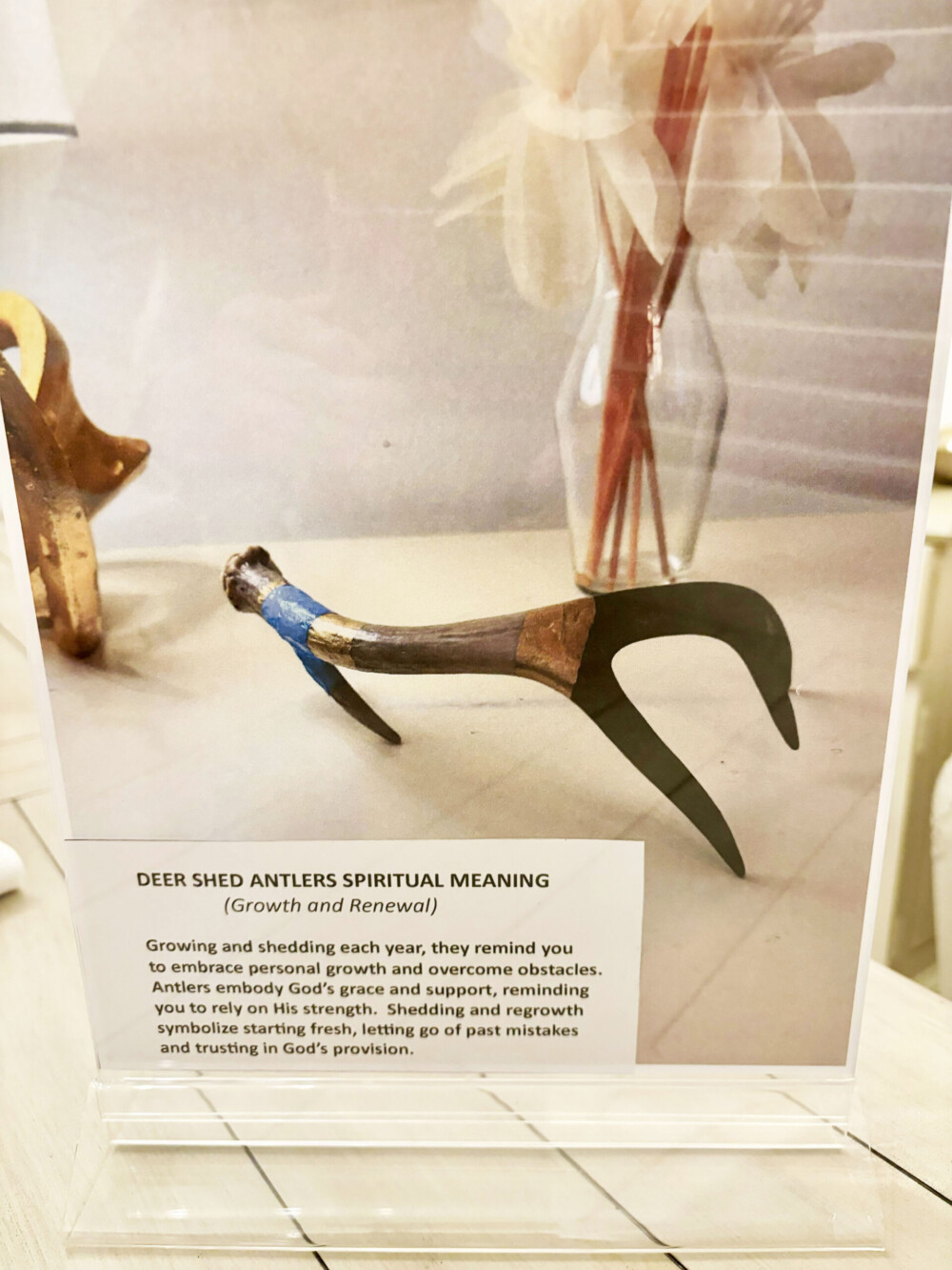 02800 Shed Antler metallic tones with gold and blue accents mixed media BRENDA BRECK Art | 02800 Shed Antler metallic tones with gold and blue accents mixed media