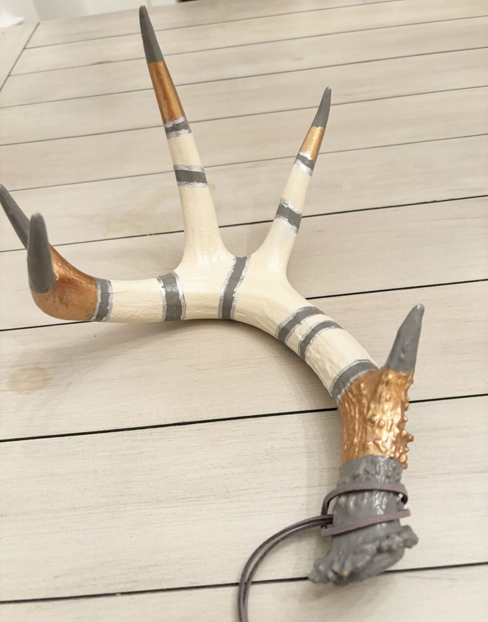 02900 Shed Antler copper and silver metallic tones on cream and grey mixed media BRENDA BRECK Art | 02900 Shed Antler copper and silver metallic tones on cream and grey mixed media