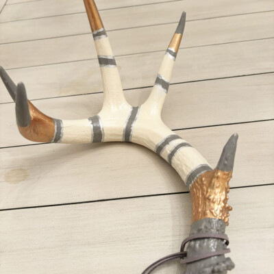 02900 Shed Antler copper and silver metallic tones on cream and grey mixed media BRENDA BRECK Art | 02900 Shed Antler copper and silver metallic tones on cream and grey mixed media