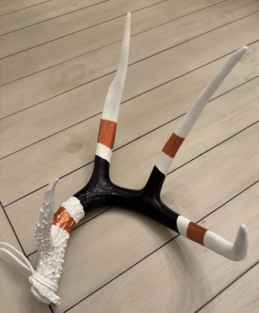 03400 Shed Antler in white and black with copper metallic accents mixed media Brenda Breck Art | 03400 Shed Antler in white and black with copper metallic accents mixed media