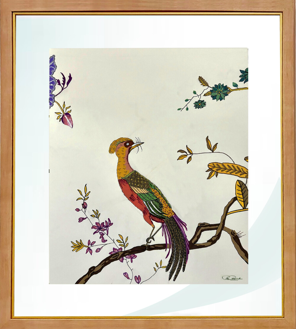 0061 Cleo Bird on Branch 21.5x28” acrylic on fine art paper framed Brenda Breck Art | 0061 Cleo Bird on Branch 21.5x28” acrylic on fine art paper framed