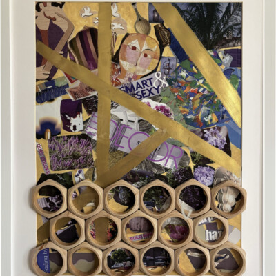 0081 Abstract Collage Purple Haze 23.5x29.5” original mixed media collage matted and framed Brenda Breck Art | 0081 Abstract Collage Purple Haze 23.5x29.5” original mixed media collage matted and framed